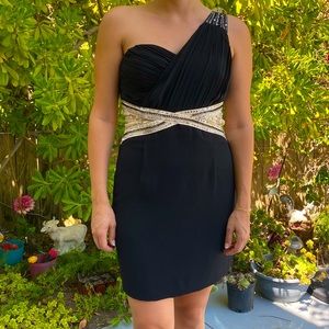 One shoulder mini dress with sequins